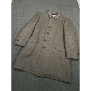 Vintage Lakeland Sportswear Coat Mens 38 Brown Wool Tweed Fur Lined Overcoat